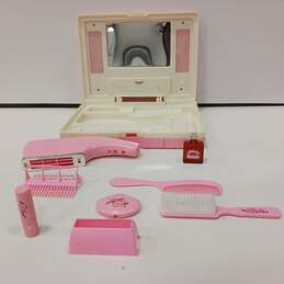 Vintage Toy Beauty Kit #3333 - Pink Carrying Case w/ Hair & Makeup Accessories
