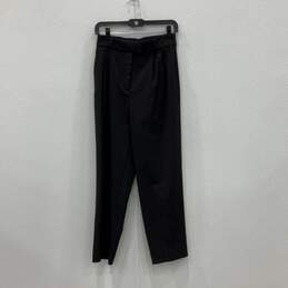 H&M Womens Black Pleated Slash Pocket Straight Leg Dress Pants Size 6