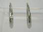 14K White Gold Puffed Etched & Satin Twisted Tapered Hoop Earrings 1.7g image number 1