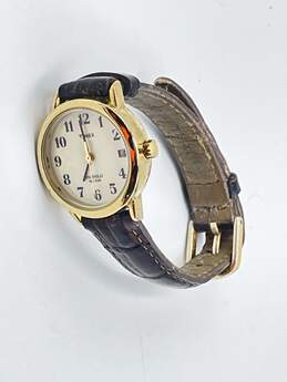 Timex Womens Gold Tone Easy Reader Leather Wristwatch 20.9 g J-0528954-E-01