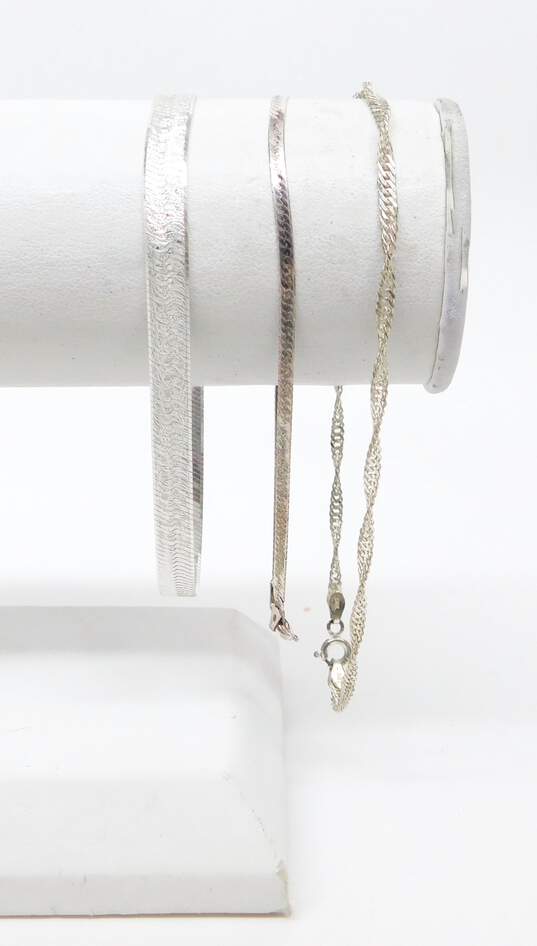925 & 925 Vermeil Herringbone Twisted & Figaro Chain Bracelets 18.6g image number 4
