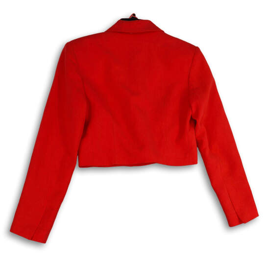 NWT Womens Red Notch Lapel Long Sleeve Cropped Blazer Size Small image number 2