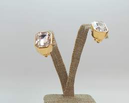 Vintage Joan Rivers Goldtone Clear Rhinestone Baguette Statement Clip On Earrings 22.9g