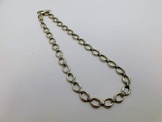 Lagos Caviar 925 & 18K Gold Accented Pointed Pendant Chunky Ovals & Dotted Links Chain Necklace 52.8g image number 1