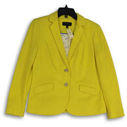 NWT Womens Yellow Notch Lapel Flap Pocket Two Button Button Blazer Size 4