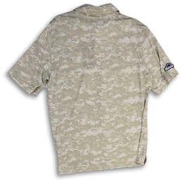 Mens White Gray Camouflage Spread Collar Short Sleeve Polo Shirt Size M alternative image