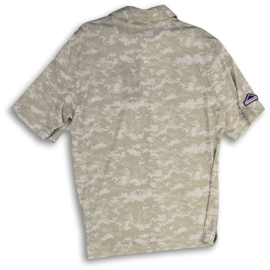 Mens White Gray Camouflage Spread Collar Short Sleeve Polo Shirt Size M image number 2