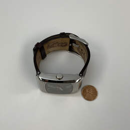 Designer Fossil JR9389 Silver-Tone Leather Strap Square Analog Wristwatch alternative image