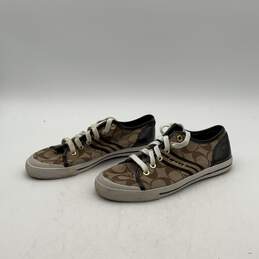 Coach Womens Brown Tan Signature Print Low Top Lace Up Sneaker Shoes Size 6.5 alternative image