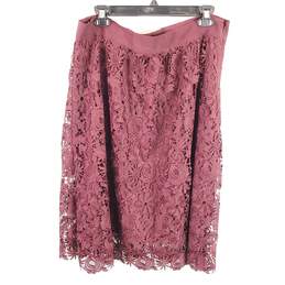 Ann Taylor Women Burgundy Skirt Lace SZ 12 NWT