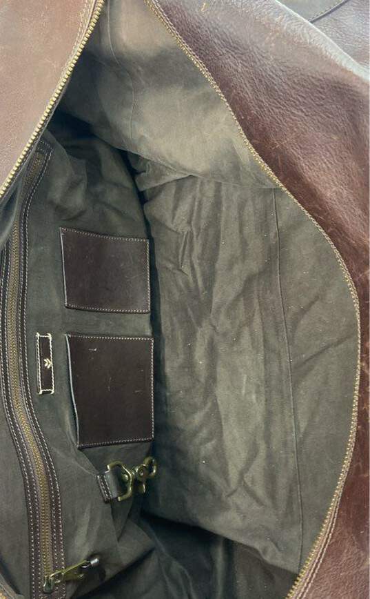 John Varvatos Large Brown Leather Duffle Bag image number 7