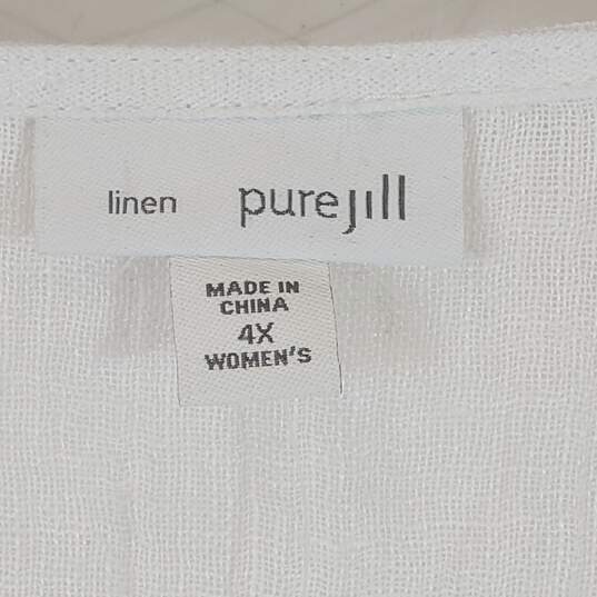 J Jill Women White Linen Cardigan Sz 4X Nwt image number 2