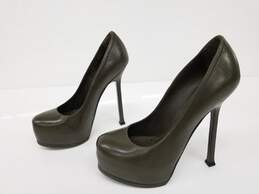 Yves Saint Laurent 'Tribtoo' Olive Green Leather Platform Heels Women's Size 5.5 alternative image