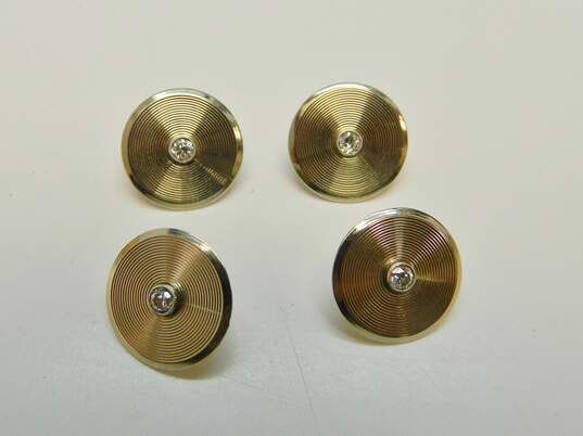 Antique Mappin & Webb 18K White Gold 2.5mm Old European Cut Diamond Four Tuxedo Buttons Set 7.0g image number 3