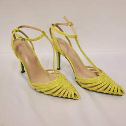 Betsey Johnson Women Neon Yellow Strappy Heels SZ 9.5