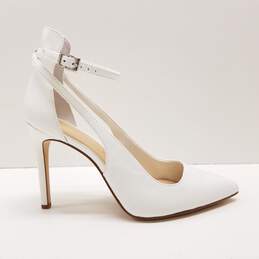 Gianni Bini Lulaa White Leather Ankle Strap Pump Heels Size 8.5 M