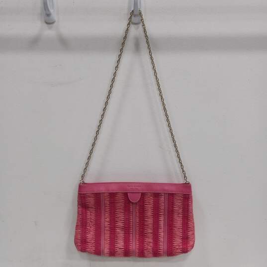 Kate Spade Raffia Pink Straw Should Bag with Chain Strap image number 1