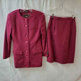 Alfa Moda Purple Wool Jacket And Skirt