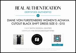 Diane Von Furstenberg Women's Achava Cutout Black Shift Dress Size 0 w/COA alternative image