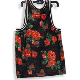 Mens Black Floral Sleeveless Round Neck Pullover Tank Top Size Small alternative image