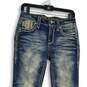 Womens Blue Denim Embroidered Medium Wash 5-Pocket Design Straight Jeans Size 26 image number 3