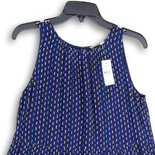 NWT Womens Navy Blue Pleated Sleeveless Keyhole Back A-Line Dress Size S image number 3