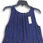 NWT Womens Navy Blue Pleated Sleeveless Keyhole Back A-Line Dress Size S image number 3