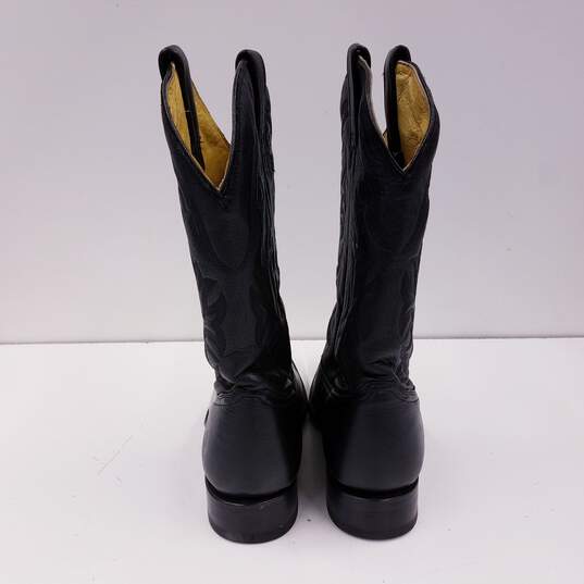 Rudel Black Leather Western Cowboy Boots Men's Size 8.5 EE image number 4