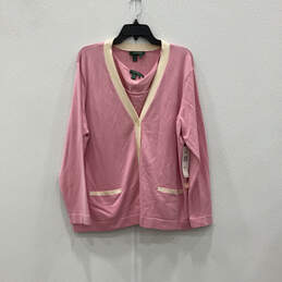 NWT Womens Pink Beige Long Sleeve Cardigan Sweater W/ Sleeveless Top Sz 2XL