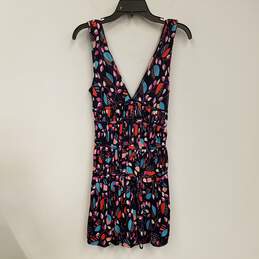 Womens Multicolor Leaf Print V-Neck Sleeveless Fit & Flare Dress Size Small alternative image