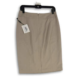 NWT Womens Tan Flat Front Back Zip Knee Length Straight & Pencil Skirt Sz 6 alternative image