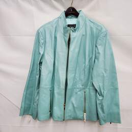 NWT VTG Jerry Lewis WM's Classic Turquoise Soft Leather Full Zip Jacket Size 2X