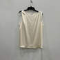 Womens Ivory Round Neck Sleeveless Slit Pullover Tank Top Size Large image number 2