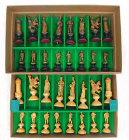 Vintage Carved Wood Handpainted Chess Pieces Set 3.5in. King alternative image