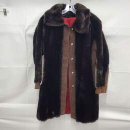 VTG France Tissavel Genuine Simulation Fur WM's Brown Coat Size 6
