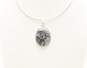 925 Snowflake Obsidian Pendant Necklace w/ Hoop Earrings 34.3g image number 2