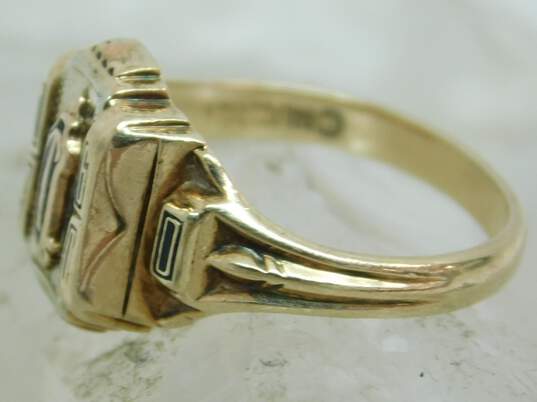Vintage 10K Gold Black Enamel Class Ring 4.6g image number 2