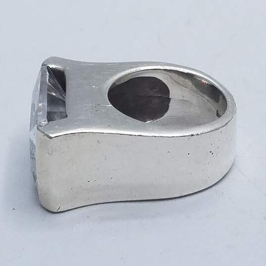 Sterling Silver 950 CZ sz 6 1/4 Statement Ring DAMAGED 25.7 G image number 5