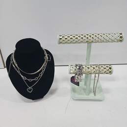 Bundle of Assorted Silver Tone Fashion Costume Jewelry Pieces