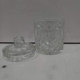 Hand Cut Clear Crystal Cylinder Jar w/Lid alternative image