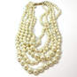 Designer J. Crew Gold-Tone Faux Pearl Multi Strand Classic Beaded Necklace image number 2
