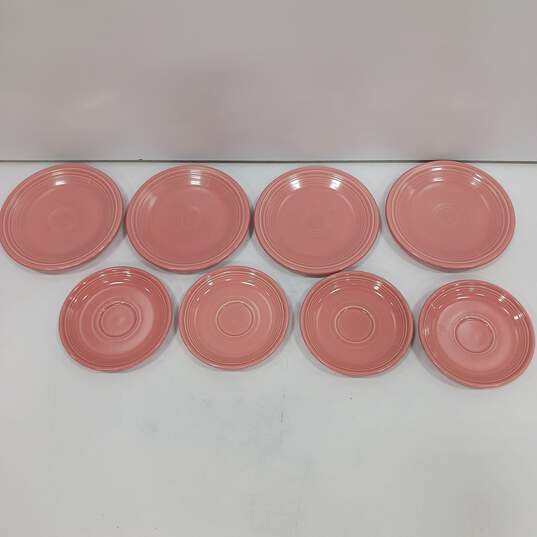 8pc Homer Laughlin Fiesta Rose Bread Plates and Saucers image number 2