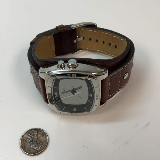 Designer Fossil Silver-Tone Square Dial Adjustable Strap Analog Wristwatch image number 3