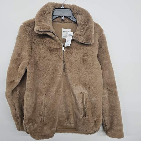 ABERCROMBIE & FITCH Tan Fleece Jacket image number 1