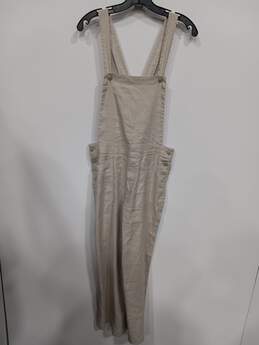 Evereve Barely Beige Beth Wide Leg Overalls Size 30 NWT