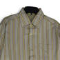 Mens Yellow Blue Striped Long Sleeve Spread Collar Button-Up Shirt Size M image number 3