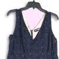 NWT Womens Navy Blue Sleeveless V-Neck Back Zip Fit And Flare Dress Size 14 image number 3