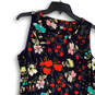 Womens Blue Floral Ruffled Round Neck Sleeveless Pullover A-Line Dress 10 image number 3