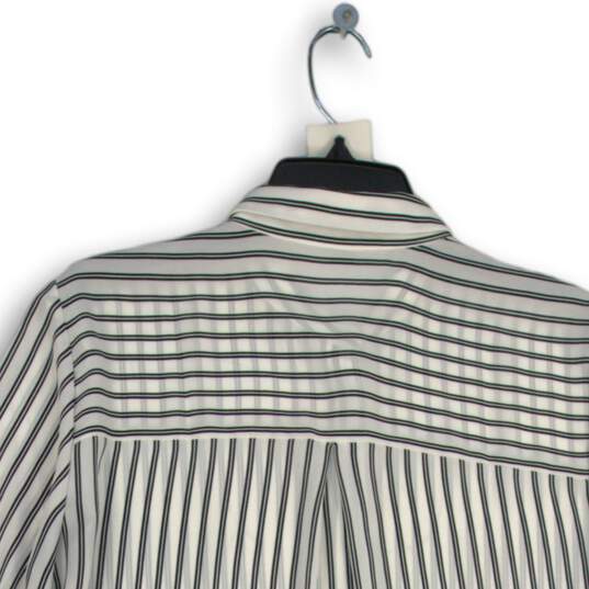 NWT Ann Taylor Womens White Black Striped Long Sleeve Button-Up Shirt Size Large image number 4