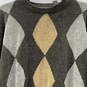 Mens Green Argyle Tight Knit Long Sleeve Crew Neck Pullover Sweater Size L image number 3